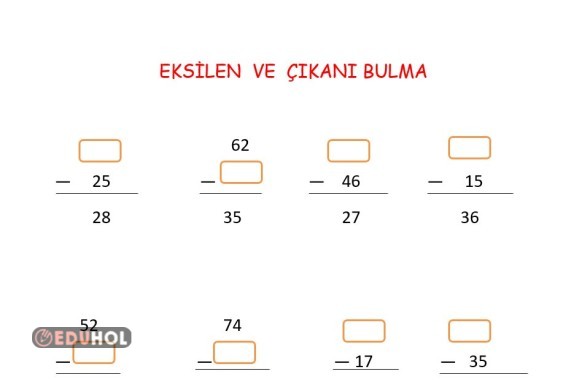 Eksilen ve çıkanı bulma çalışma sayfası