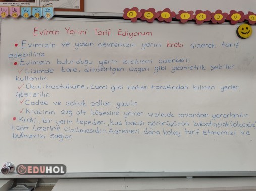 Evimin yerini tarif ediyorum ders notu