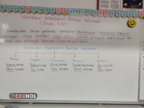 Varlıkların niteliklerini bildiren kelimeler (ön ad-sıfat) ders notu