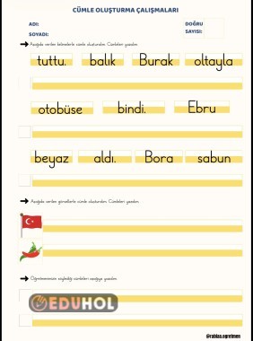 B SESİ CÜMLE OLUŞTURMA ÇALIŞMASI