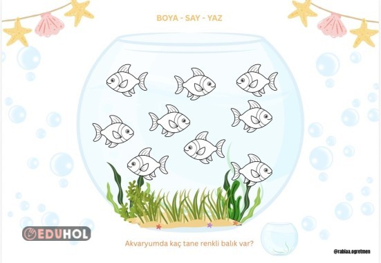 Boya-Say-Yaz Şablonu (Akvaryumdaki Balıklar)