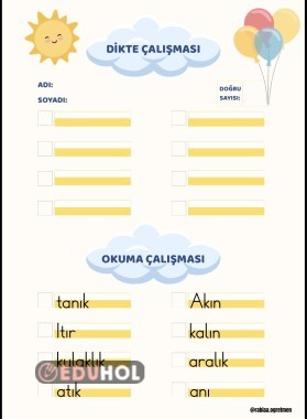 I SESİ DİKTE VE OKUMA ÇALIŞMASI
