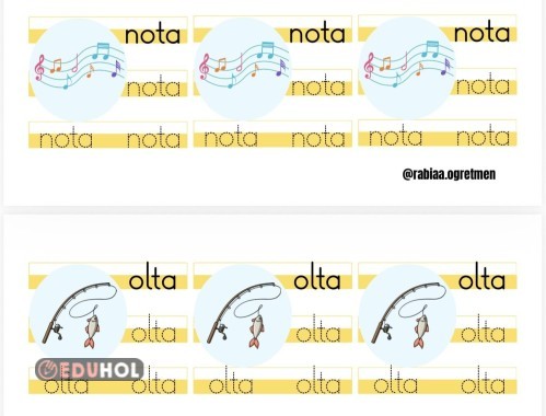 İnteraktif Defter Etkinlikleri- O sesi Görselli Kelime ve Heceler