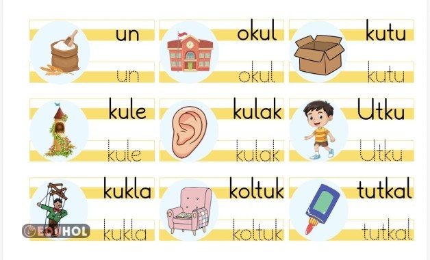 İnteraktif Defter Etkinlikleri- U Sesi Görselli Hece ve Kelimeler