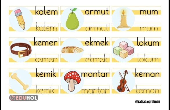 İnteraktif Defter Etkinlikleri-M Sesi Görselli Kelimeler