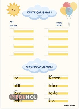 K Sesi Dikte ve Okuma Çalışması