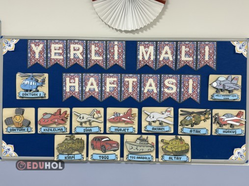 YERLİ MALI HAFTASI KİLİM DESENLİ FLAMA YAZISI - YERLİ MAL HARFLERİ