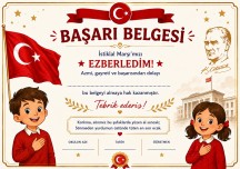 İstiklal Marşı Başarı Belgesi