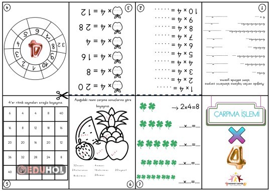 DÖRDER ÇARPMA MİNİ ETKİNLİK KİTABI