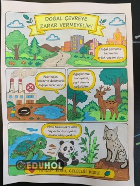 ÇEVRE KONUSU ÇİZGİ ROMAN BOYAMA