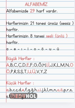 Türkçe 1. hafta Alfabemiz - Harf - Hece özetler