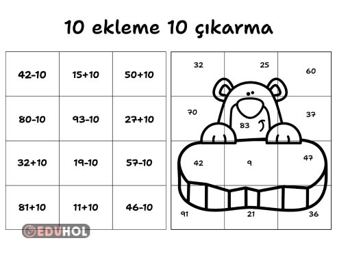 Bir sayıya 10 ekleme 10 çıkarma kış temalı yapboz - 8