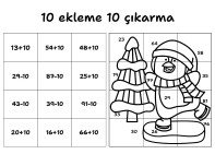 Bir sayıya 10 ekleme 10 çıkarma kış temalı yapboz - 7