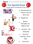 2.sınıf özel günler İngilizce