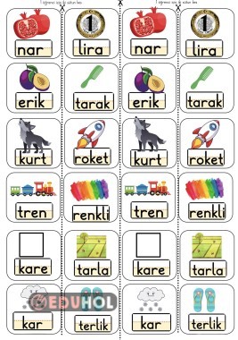 1. Sınıf Rr sesi deftere yapıştırma kartları