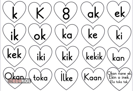 K sesi tahtaya yapıştırma etkinlik