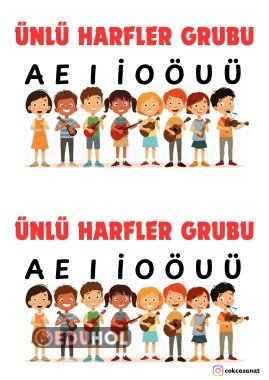 Ünlü Harfler deftere yapıştırma