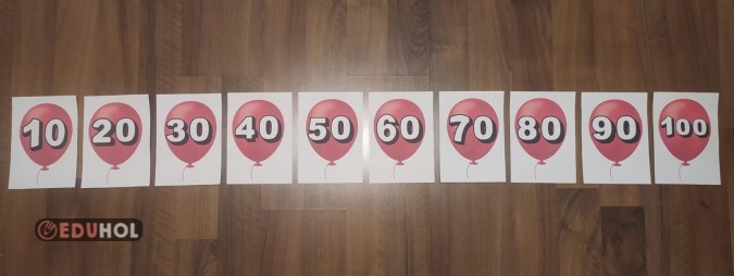 10'ar 10'ar 100'e kadar RİTMİK SAYMA AFİŞ ( BALONLU )