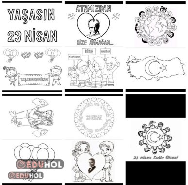 23 Nisan Pencere Süslemelik Boyama Sayfaları