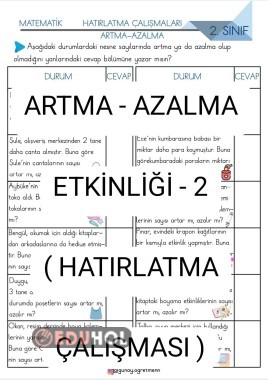 Artma-Azalma Etkinliği-2 (Hatırlatma)