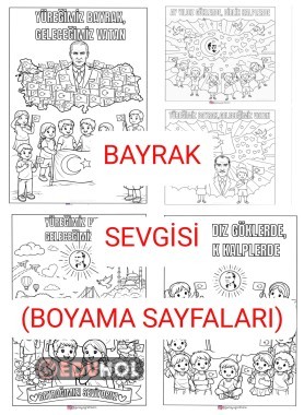 BAYRAK SEVGİSİ(Boyama Sayfaları-5adet)