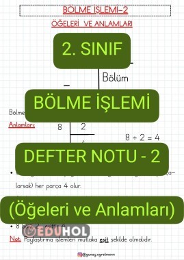 Bölme İşlemi DEFTER NOTU-2(Öğeleri-Anlamları)