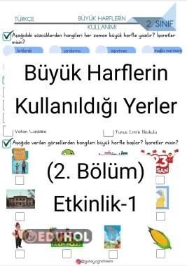 Büyük Harflerin Kullanıldığı Yerler-2( 1. Etkinlik)
