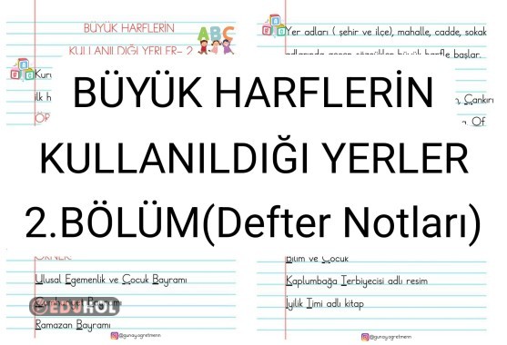 Büyük Harflerin kullanıldığı yerler(Defter Notları)