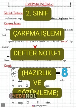Çarpma İşlemi Defter Notu-1(Hazırlık-Çözümleme)