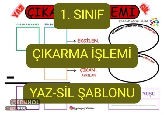 Çıkarma İşlemi YAZ-SİL Şablonu
