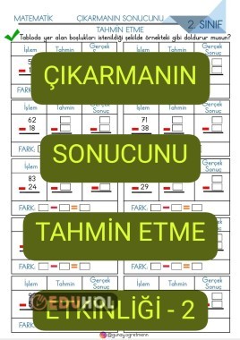 Çıkarmanın Sonucunu TAHMİN ETME Etkinliği-2