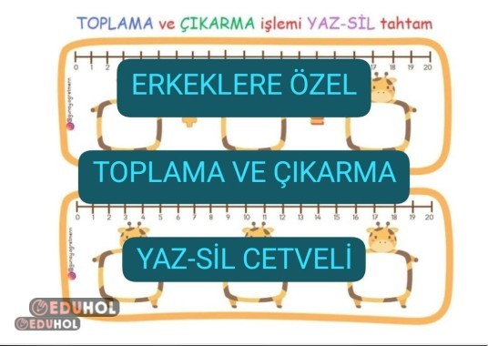 Erkekler için TOPLAMA-ÇIKARMA Yaz-Sil CETVELİ