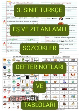 Eş-Zıt Anlamlı Sözcükler DEFTER NOTLARI ve TABLOLARI