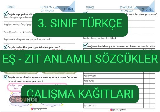 Eş-Zıt Snlamlı Sözcükler ETKİNLİKLERİ