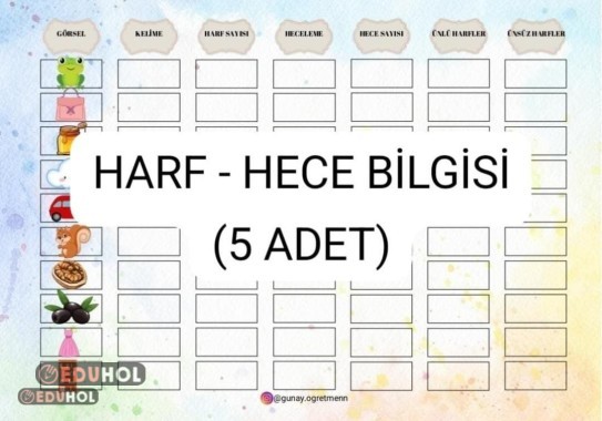 Harf-Hece Bilgisi-1(Görsel Dikteli)- 5 adet