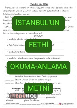 İstanbul'un Fethi OKUMA-ANLAMA METNİ