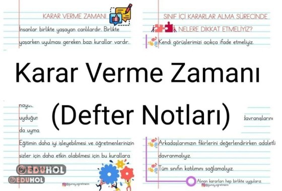 Karar Verme Zamanı DEFTER NOTLARI
