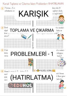 Karışık Toplama-Çıkarma Problemleri-1(HATIRLATMA)