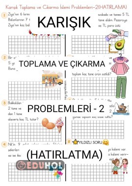 Karışık Toplama-Çıkarma Problemleri-2(HATIRLATMA)