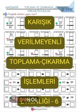 Karışık Verilmeyenli Toplama-Çıkarma Etkinliği-6