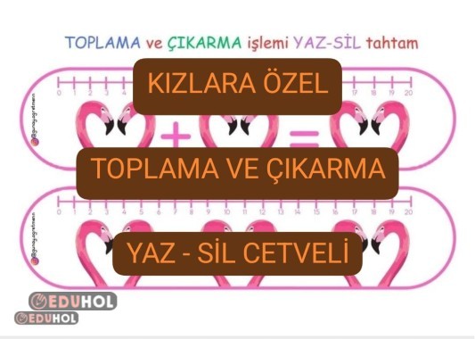 Kızlara özel TOPLAMA-ÇIKARMA Yaz-Sil CETVELİ