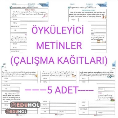 Öyküleyici Metinler ÇALIŞMA KAĞITLARI-5 adet