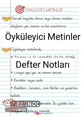 Öyküleyici Metinler DEFTER NOTLARI