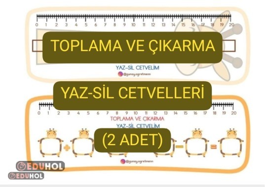 TOPLAMA-ÇIKARMA Yaz-Sil CETVELLERİ (2 adet)