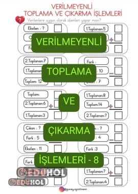 Verilmeyenli Toplama-Çıkarma İşlemleri-8