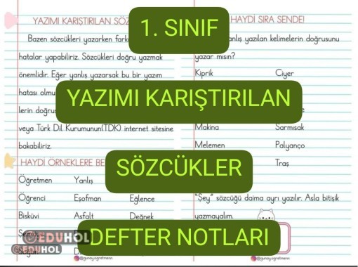 Yazımı Karıştırılan Sözcükler DEFTER NOTLARI