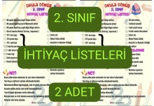 2. Sınıf İhtiyaç Listeleri(2adet)