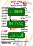 3. Sınıf İhtiyaç Listesi