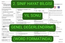 Hayat Bilgisi Yıl Sonu Genel Değerlendirme(Word Formatında)