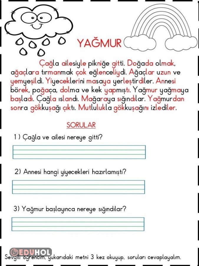 Ğ Sesi Okuma Anlama Çalışması... | Eduhol - Ders Videoları İzle Online ...